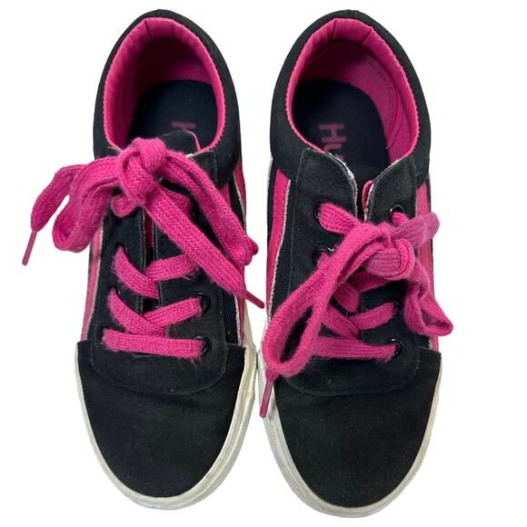 Hurley Boardy Faux Suede Black Pink Canvas Skateboarding Sneaker Girls Sz 2 - Picture 3 of 8
